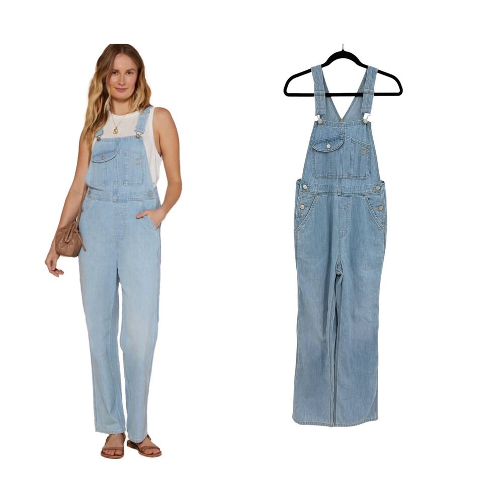 Outerknown Voyage Denim Overalls Organic Cotton Light Wash Carpenter Size Small